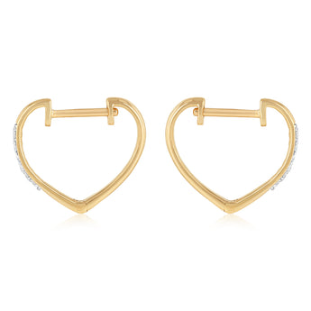 Diamond Hoop Earrings with 14 Diamonds in 9ct Yellow Gold