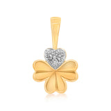 Diamond Heart 4 Leaf Clover Pendant in 9ct Yellow Gold