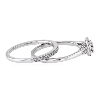 1/4 Carat Diamond 2-Ring Bridal Set in 9ct White Gold