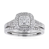 0.40 Carat Diamond 2-Ring Bridal Set in Sterling Silver