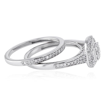 0.40 Carat Diamond 2-Ring Bridal Set in Sterling Silver