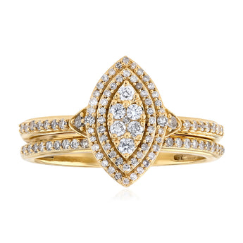 0.40 Carat Diamond 2-Ring Bridal Set in 9ct Yellow Gold