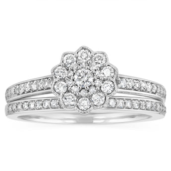 0.40 Carat Diamond Bridal Set Ring in 9ct White Gold