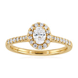 1/2 Carat Diamond Halo Ring in 18ct Yellow Gold