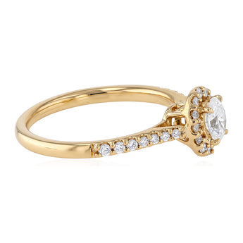1/2 Carat Diamond Halo Ring in 18ct Yellow Gold