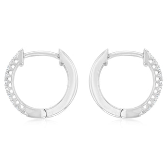 1/10 Carat Diamond Hoop Earrings in Sterling Silver