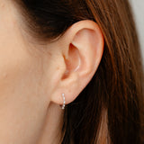 Diamond Hoop Earrings with 10 Diamonds in Sterling Silver