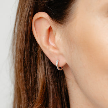 8 Points Diamond Hoop Earrings in Sterling Silver