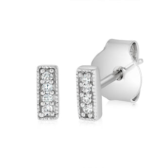Diamond Stud Earrings in Sterling Silver