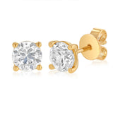 2 Carat Solitaire Natural Diamond Stud Earrings set in 9ct Yellow Gold