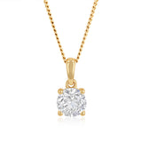 1 Carat Natural Diamond Solitaire Pendant set in 9ct Yellow Gold