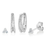 1/5 Carat Diamond Stud and Hoop Earring Set in Sterling Silver
