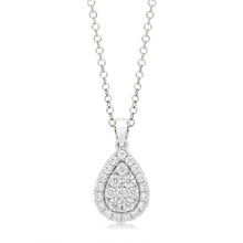 Load image into Gallery viewer, Flawless Cut 1/2 Carat 9ct White Gold Tear Drop Pendant With 45cm Chain