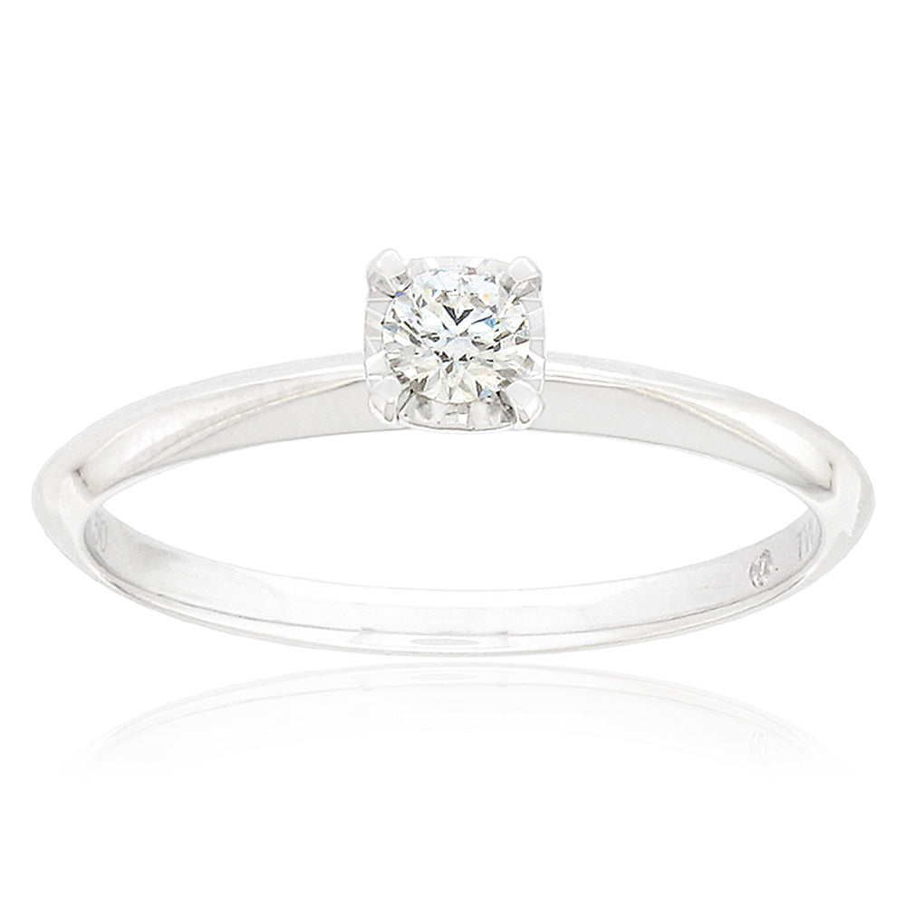 Flawless Cut 18ct White Gold Solitaire Ring With 1/6 Carats Diamond