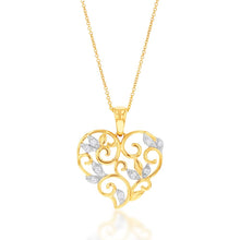 Load image into Gallery viewer, Flawless Cut 10-14PT Diamond Heart Pendant Set In 9ct Yellow Gold on Tiffany Chain
