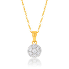 Load image into Gallery viewer, Flawless Cut 1/4 Carat Diamond Cluster Pendant in 9ct Yellow Gold with Chain Included