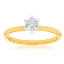 Load image into Gallery viewer, Flawless Cut 1/2 Carat Solitaire Hearts and Arrows 6 Claw in 18ct Yellow &amp; White Gold