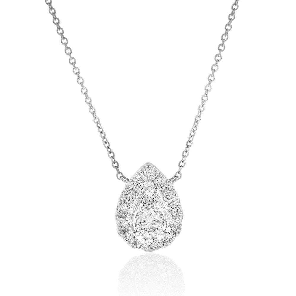 Flawless Cut 1/3 Carat Tear Drop Diamond Pendant in 9ct White gold With 45cm Chain