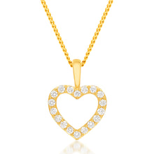 Load image into Gallery viewer, Flawless Cut 1/4 Carat Diamond Heart Shape Pendant in 9ct Yellow Gold WITH 45CM CHAIN