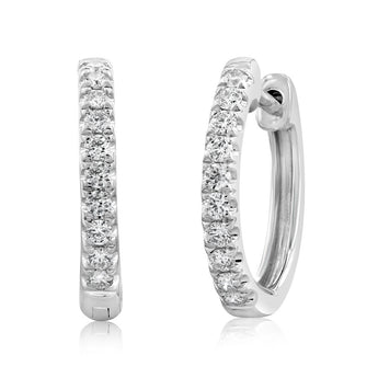 Flawless Cut 9ct White Gold Diamond Hoop Earrings With 10 Diamonds Each (TW=20pt)