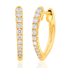 Load image into Gallery viewer, Memoire 18ct Yellow Gold 0.30 Carat Diamond Imperial Hoop Earrings 16x14mm