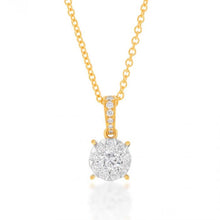 Load image into Gallery viewer, Memoire 18ct Yellow Gold 0.30 Carat Diamond Bale 4 Prong Pendant with Chain