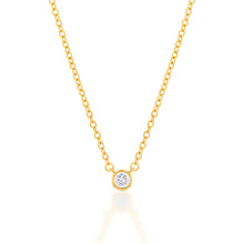 Load image into Gallery viewer, Memoire Solitaire Bezel 10-14Pt Diamond Pendant in 18ct Yellow Gold with Chain