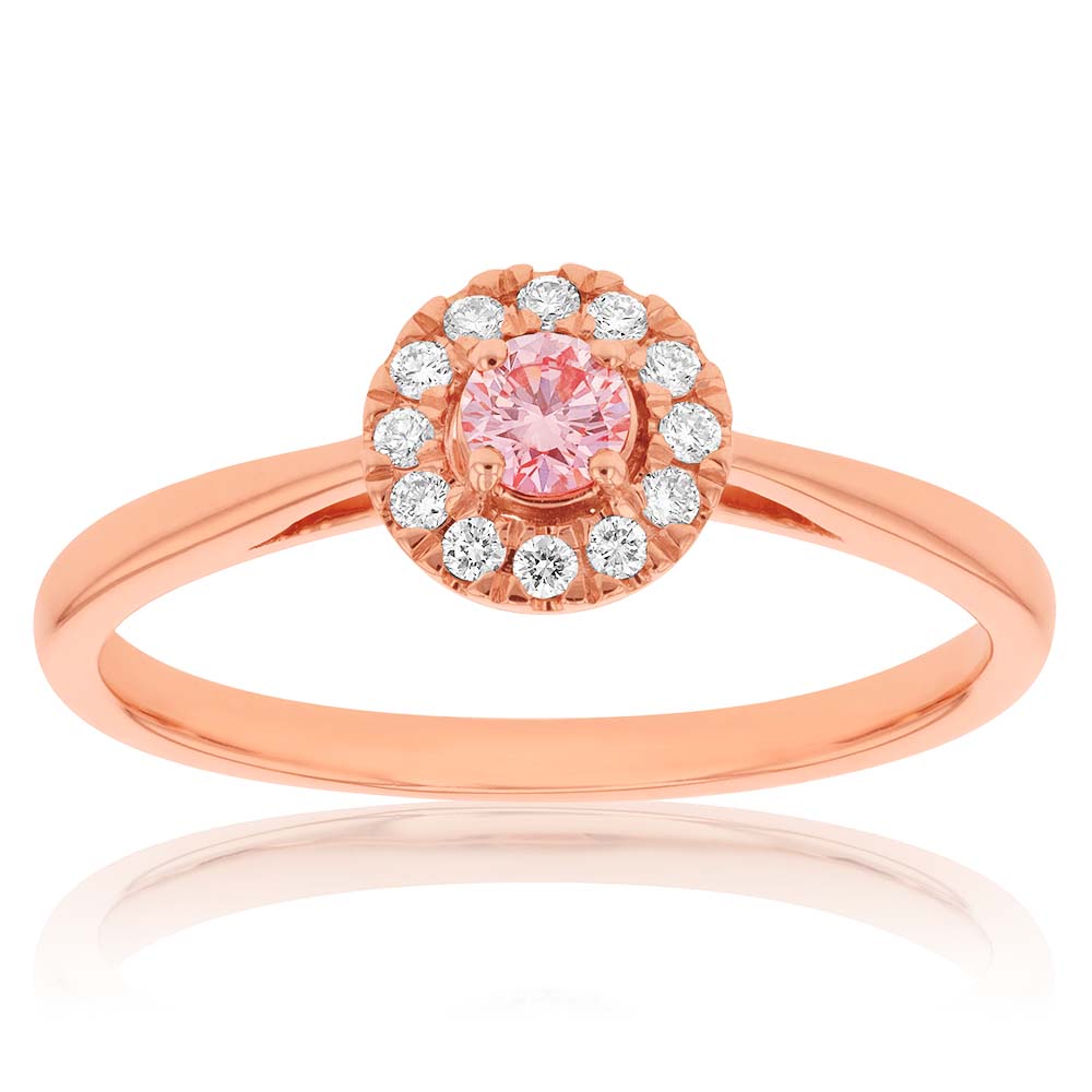 Luminesce Lab Grown Pink & White 20-24Pt Diamond Ring set in 9ct Rose Gold