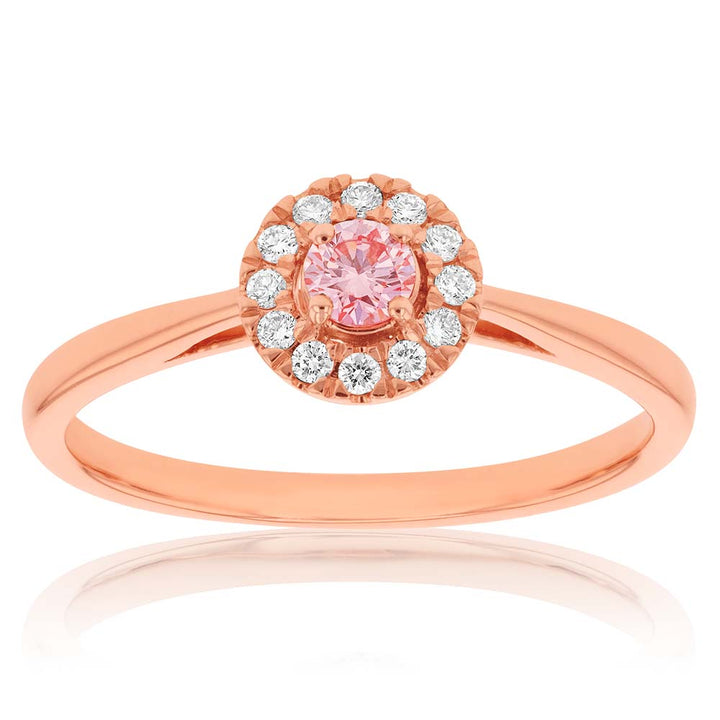 Luminesce Lab Grown Pink & White 20-24Pt Diamond Ring set in 9ct Rose Gold