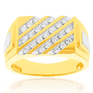 Luminesce Lab Grown 1/2 Carat Diamond Gents Ring in 9ct Yellow Gold