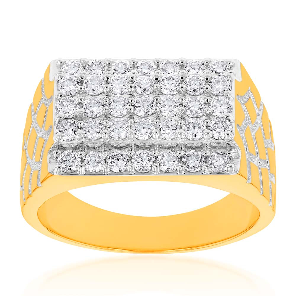 Luminesce Lab Grown 1.50 Carat Diamond Gents Ring in 9ct Yellow Gold ...
