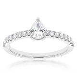 Luminesce Lab Grown Pear Diamond Engagement Ring with 16 Side Diamonds in 18ct WG