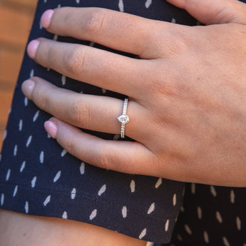 Luminesce Lab Grown Pear Diamond Engagement Ring with 16 Side Diamonds in 18ct WG