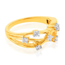 Load image into Gallery viewer, Luminesce Lab Grown Diamond 1/4 Carat Scatter Ring in 9ct Yellow Gold
