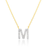 Luminesce Lab Diamond M Initial Pendant in 9ct Yellow Gold with Adjustable 45cm Chain