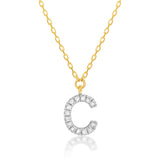 Luminesce Lab Diamond C Initial Pendant in 9ct Yellow Gold with Adjustable 45cm Chain
