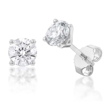 Load image into Gallery viewer, Luminesce Lab Grown 1.1 Carat Solitiare Stud Earrings in 14ct White Gold