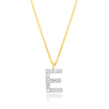 Load image into Gallery viewer, Luminesce Lab Diamond E Initial Pendant in 9ct Yellow Gold with Adjustable 45cm Chain