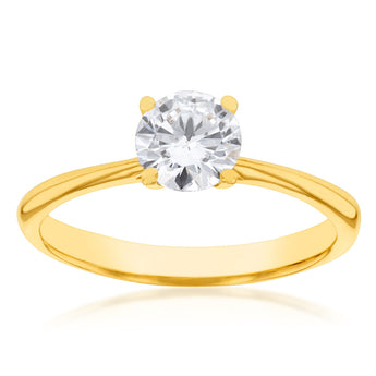 Luminesce Lab Grown 1 Carat Solitaire 4 Claw Ring in 14ct Yellow Gold