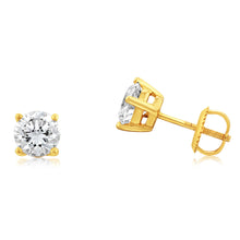 Load image into Gallery viewer, Luminesce Lab Grown Diamond TW=1.5 Carat Solitaire Stud Earrings in 14ct Yellow Gold
