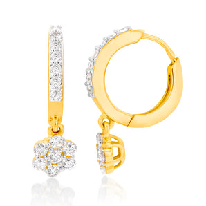 Luminesce Lab Grown 1/2 Carat Diamond Drop Earrings in 9ct Yellow Gold