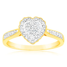 Load image into Gallery viewer, Luminesce Lab Grown Diamond 1/4 Carat Heart Dress Ring in 9ct Yellow Gold