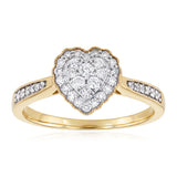 Luminesce Lab Grown 1/4 Carat Heart Diamond Ring in 9ct Yellow Gold