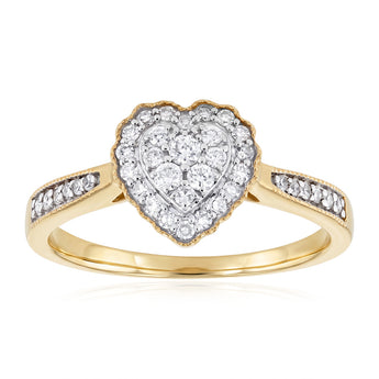 Luminesce Lab Grown 1/4 Carat Heart Diamond Ring in 9ct Yellow Gold