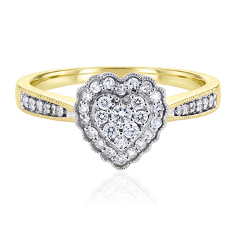 Luminesce Lab Grown 1/4 Carat Heart Diamond Ring in 9ct Yellow Gold
