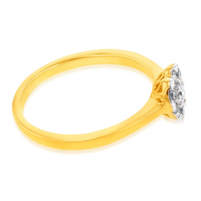 Luminesce Lab Grown Diamond 1/4 Carat Heart Dress Ring in 9ct Yellow Gold