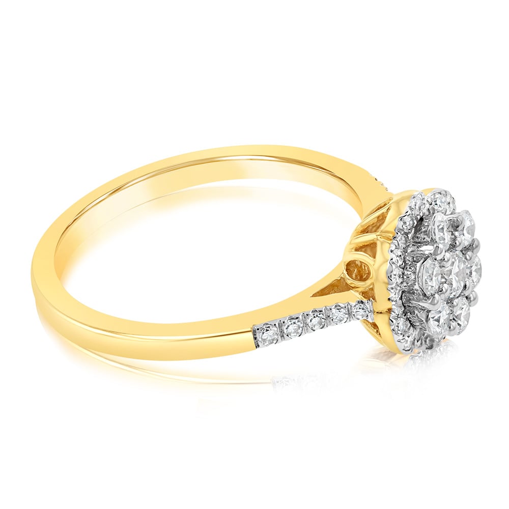 Luminesce Lab Grown 0.50 Carat Ring with 41 Diamonds Set in 9 Carat Yellow Gold