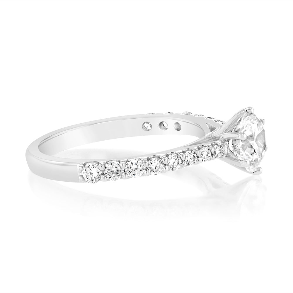 Luminesce Lab Grown 1 Carat Fancy Diamond Ring in 18ct White Gold