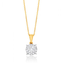 Load image into Gallery viewer, Luminesce Lab Grown Diamond 1/4 Carat Cluster Pendant in 9ct Yellow Gold With Chain
