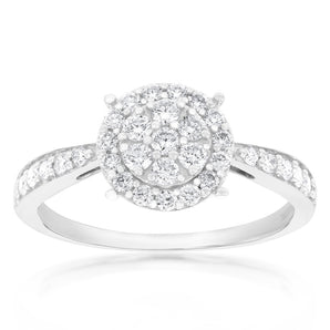 Luminesce Lab Grown Diamond 1/2 Carat Cluster Dress Ring in 9ct White Gold